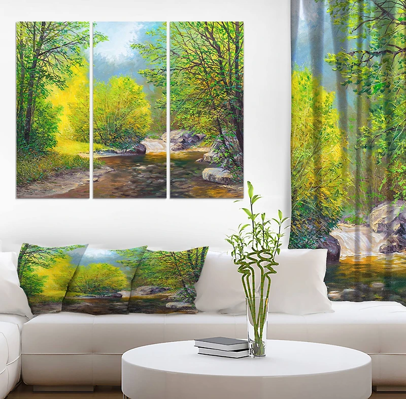 Designart - Summer Forest in Beautiful River
