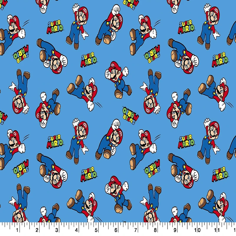 Nintendo® Super Mario™ on Blue Cotton Fabric 