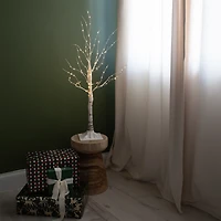 3ft. Pre-Lit White Birch Artificial Christmas Tree, Warm White LED Lights