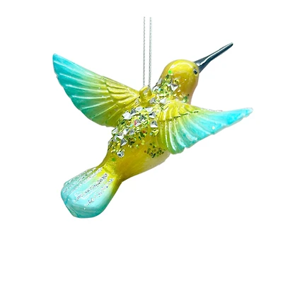 5.25" Blue & Yellow Hummingbird Glass Ornament by Ashland®