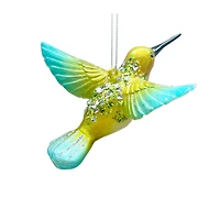5.25" Blue & Yellow Hummingbird Glass Ornament by Ashland®