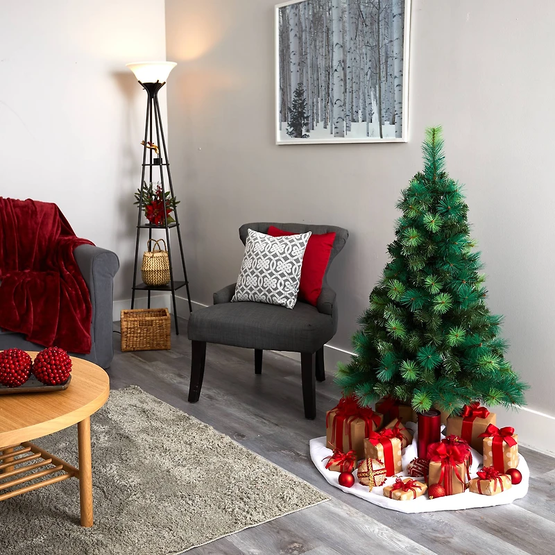 4ft. Pre-Lit Mixed Green Scotch Pine Artificial Christmas Tree with LED Lights