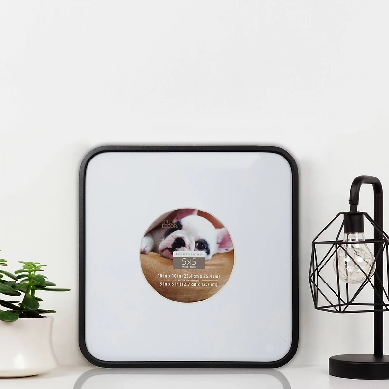 Expressions™ 5" x 5" Black Rounded Frame with Circle Mat by Studio Décor®