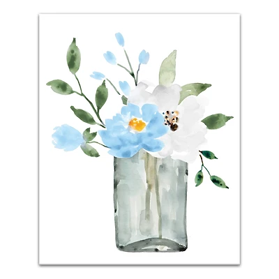 Bright Blue Floral Vase  16" x 20" Canvas Wall Art
