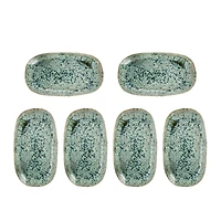 Hello Honey® 14.75" Green Stoneware Platters with Reactive Crackle Glaze, 6ct.