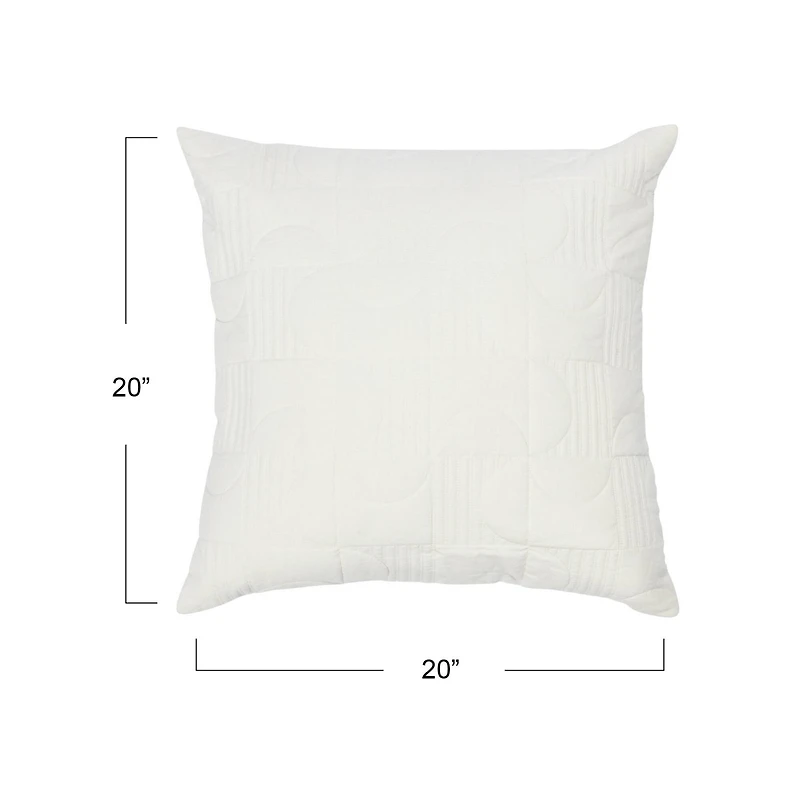Hello Honey® White Square Modern Geometric Quilted Pillow Cover