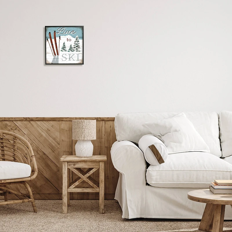 Stupell Industries Live To Ski Rustic Snow Sports Rustic Cabin Framed Wall Art