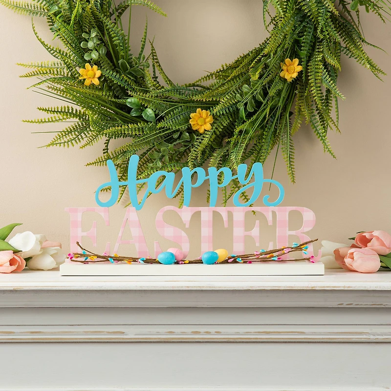 Glitzhome® 15.75" Easter Wooden "Happy Easter" Table Décor