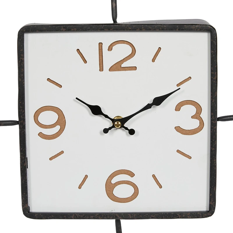Black Contemporary Metal Wall Clock, 12" x 12"