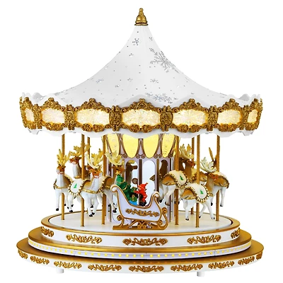 90th Anniversary Collection 17" White Animated & Musical LED Crystal Carousel Accent