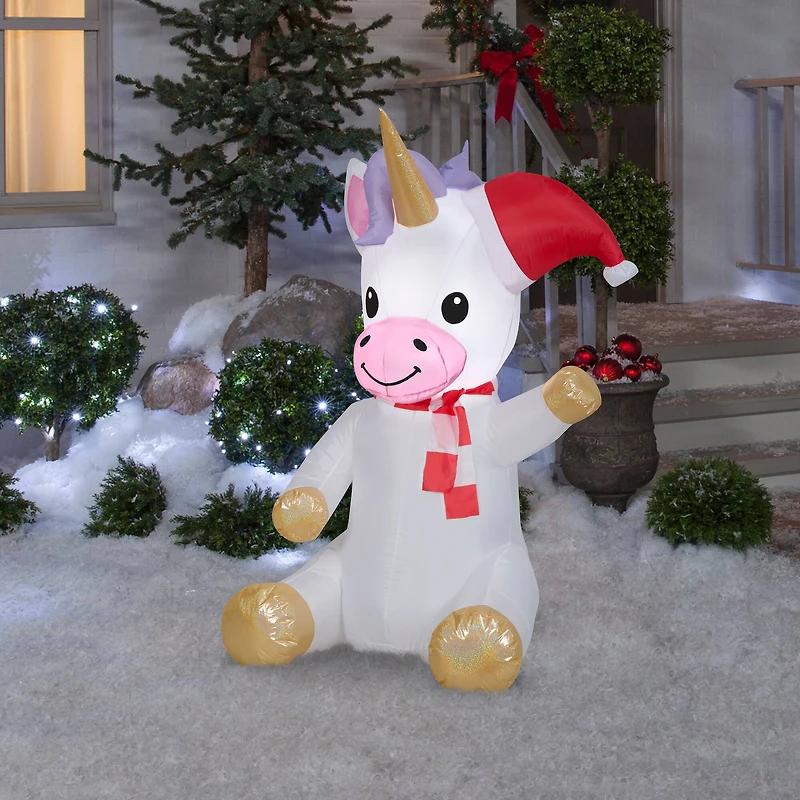 4.5ft. Airblown® Inflatable Christmas Sitting Unicorn