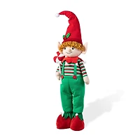 Glitzhome® 39" Telescopic Christmas Elf Boy Standing Décor