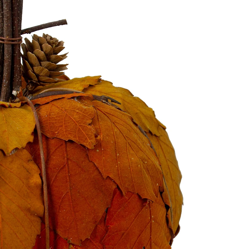 7.5" Orange & Brown Fall Harvest Tabletop Pumpkin