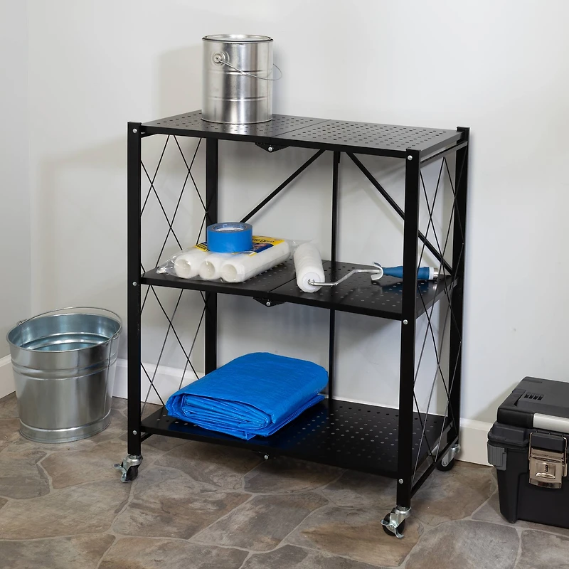 6 Pack: Honey Can Do Black Collapsible 3-Tier Metal Shelf