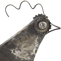 19" Black Wood Farmhouse Rooster Garden Sculpture