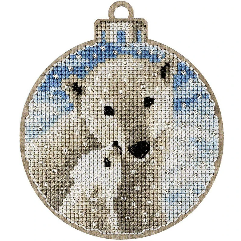 Wonderland Crafts Polar Bear Cross Stitch on Wood Kit