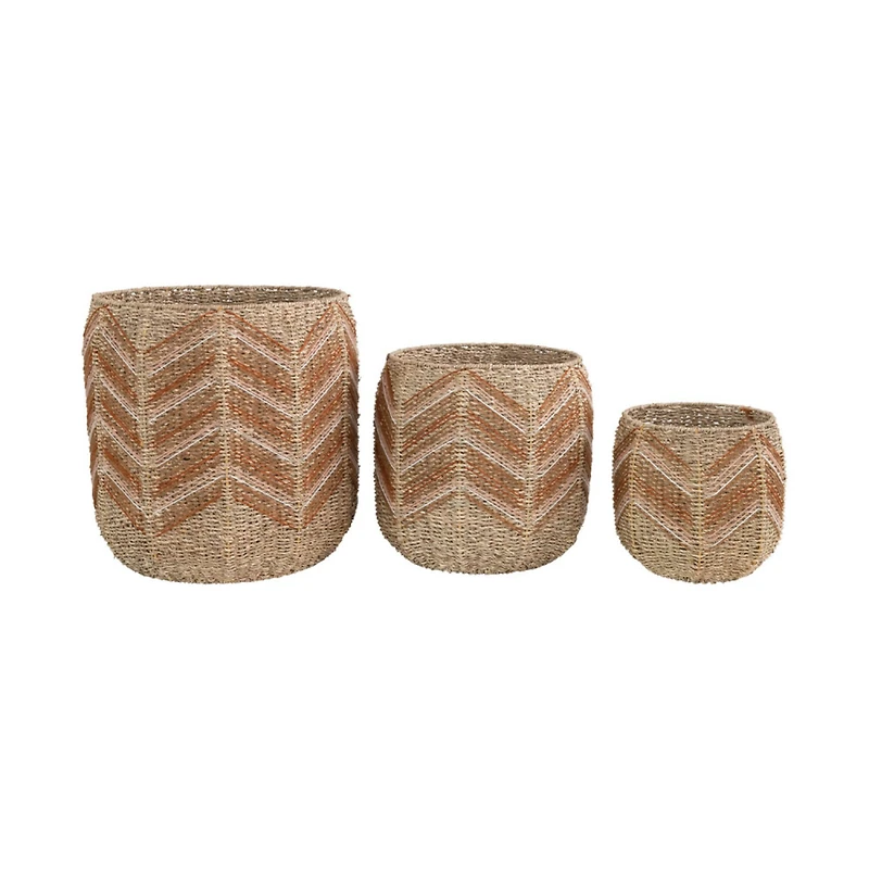 Hello Honey® Brown Chevron Handwoven Seagrass Basket Set