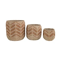 Hello Honey® Brown Chevron Handwoven Seagrass Basket Set