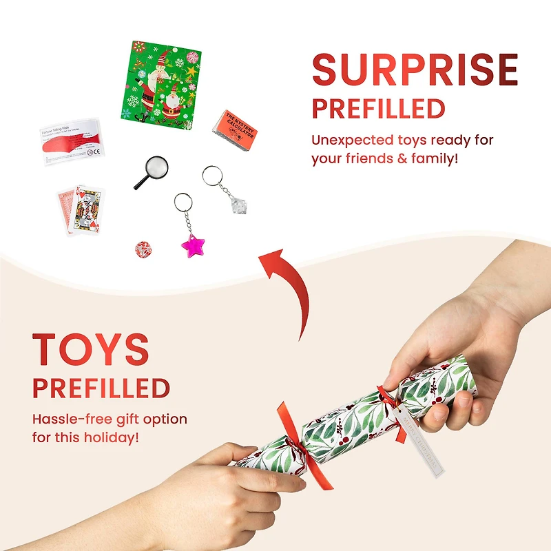 Glitzhome® 10" Christmas Holy Leaves Party Cracker with Gift Contents, 8ct.