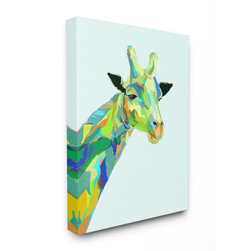Stupell Industries Giraffe Abstract Shapes Blue Green Animal Design Canvas Wall Art
