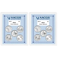 2004P & 2004D Statehood Quarters Graded MS63 Brilliant Uncirculated 