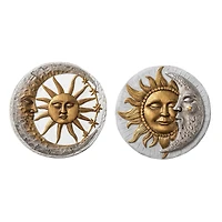 Glitzhome® 10" Cement Sun & Moon Textured Stepping Stones Set