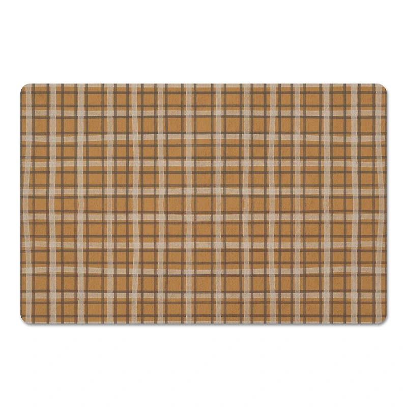 Orange Multi Plaid Floor Mat