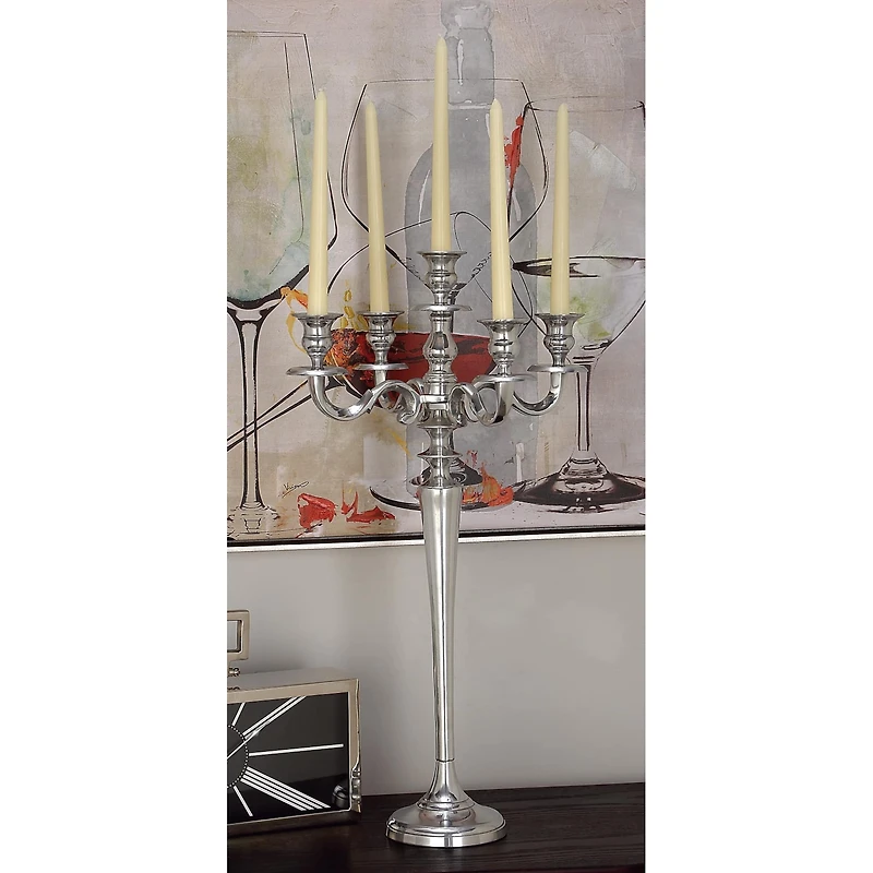 24'' Silver Aluminum Traditional Candle Holder