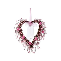 Glitzhome® 17" Valentine's Pink Berry Heart Wreath