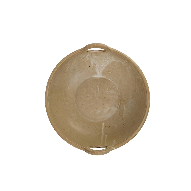 Hello Honey® Tan Reactive Glaze Stoneware Serving Bowl with Handles