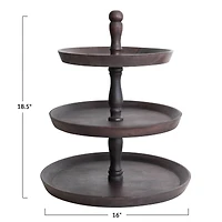 Hello Honey® 19" Black Decorative 3-Tier Wood Tray