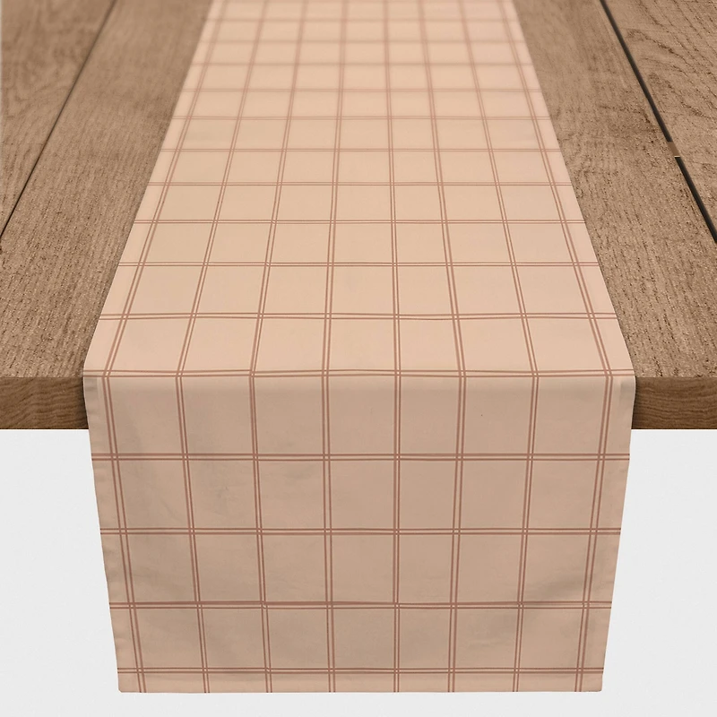 Faded Pink Grid Cotton Twill Table Runner