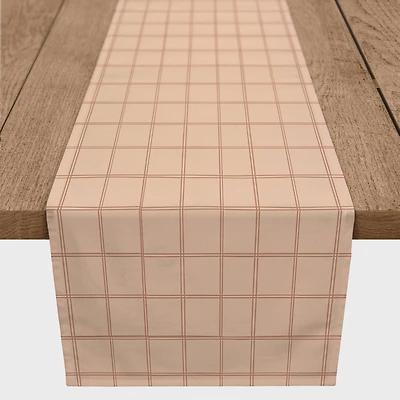 Faded Pink Grid Cotton Twill Table Runner
