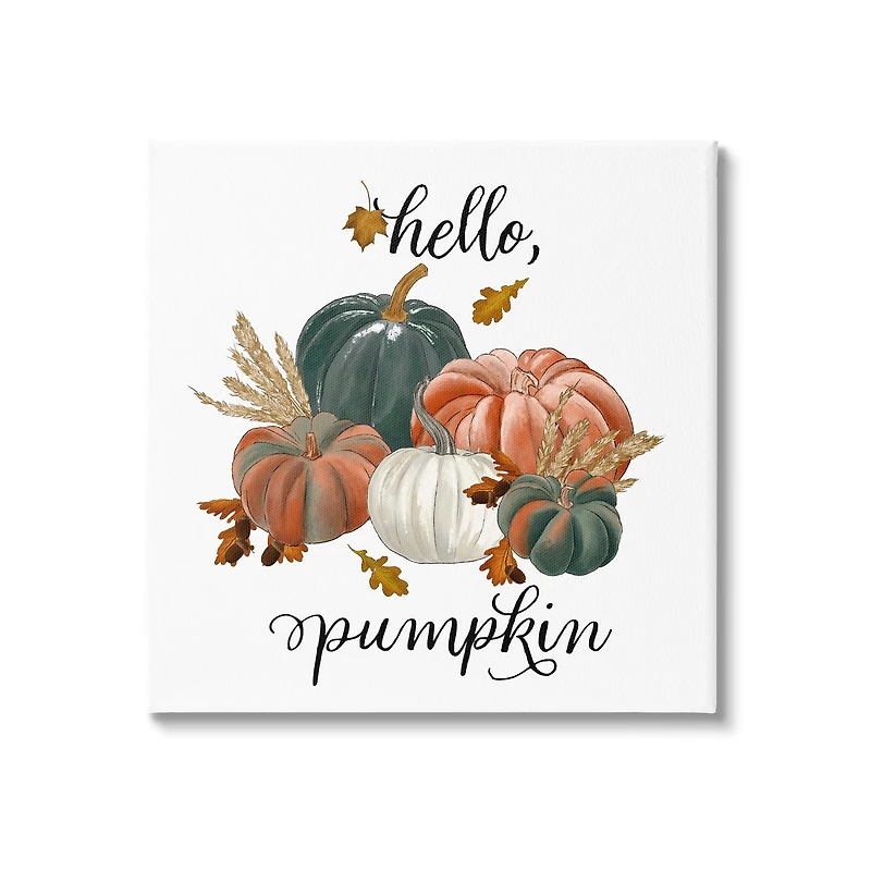 Stupell Industries Hello Pumpkin Fall Harvest Canvas Wall Art