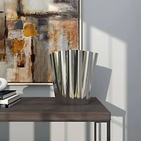 15" Silver Stainless Steel Vase with Zig Zag Edging