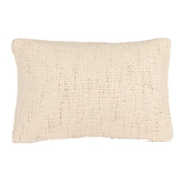 Hello Honey® White & Yellow Embroidered Bee Woven Cotton Lumbar Pillow