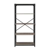 Walker Edison 64" Graywash Angle Iron Industrial Bookcase