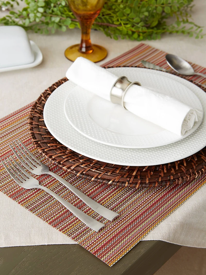 DII® Tango Red Pvc Micro Stripe Placemat (Set of 6)