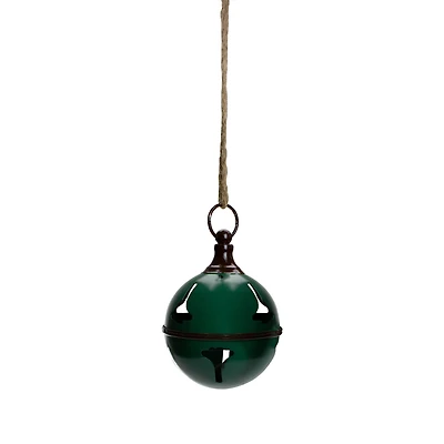 5" Green Metal Jingle Bell Hanging Christmas Decoration