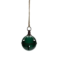 5" Green Metal Jingle Bell Hanging Christmas Decoration