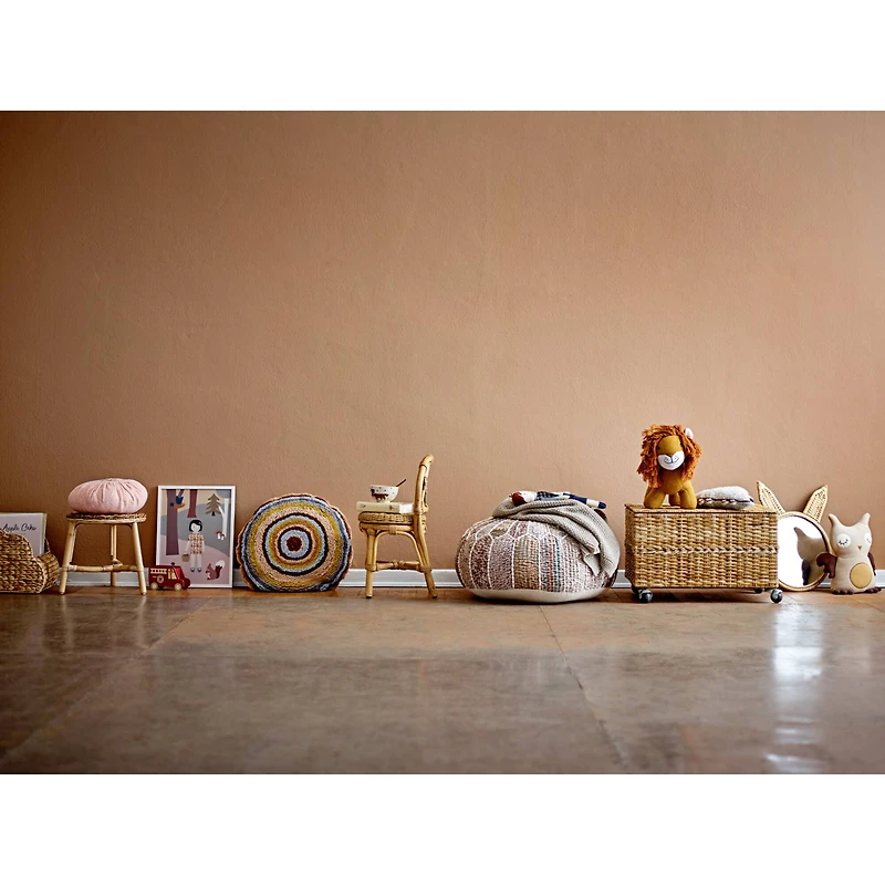 Hello Honey® 12.5" Wood Stool with Rattan Legs