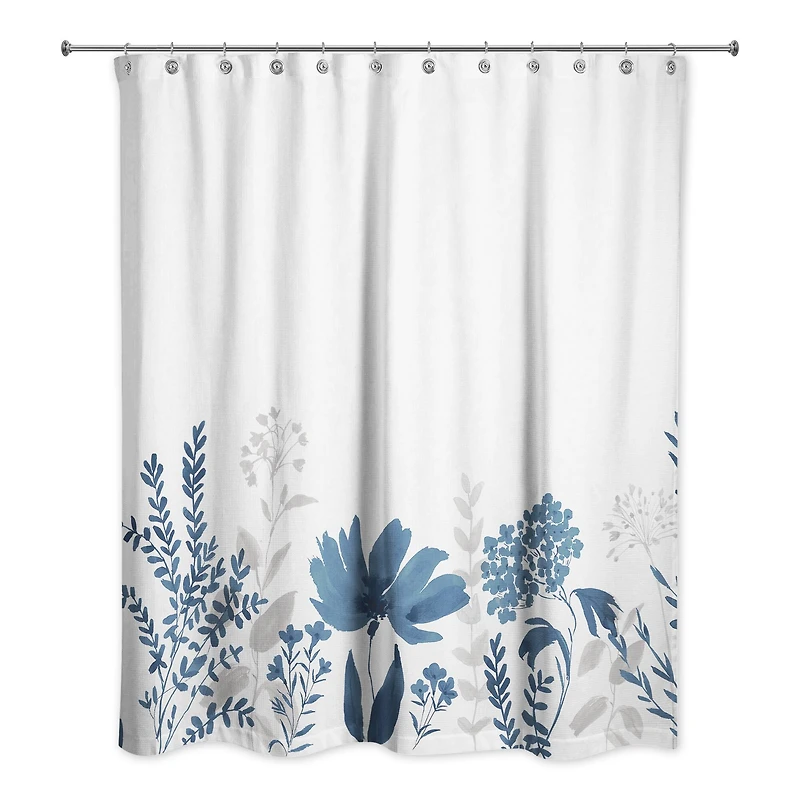 Navy Florals 71" x 74" Shower Curtain