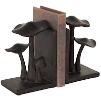 7.5" Dark Brown & Copper Mushroom Decorative Bookends, 2ct.
