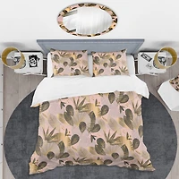 Designart 'Golden Foliage III' Mid-Century Duvet Cover Set