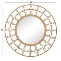 Brown Bamboo Bohemian Wall Mirror, 35" x 1" x 35"