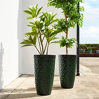 Glitzhome® 23.75" Eco-Friendly Honeycomb Textured Green Tall Plastic Planters, 2ct.
