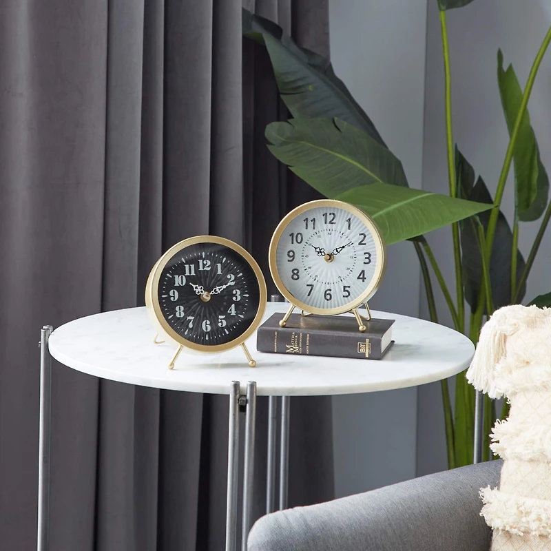 7" Gold Metal Modern Clock Set
