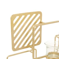 Gold Metal Contemporary Candelabra, 16" x 18" x 5"