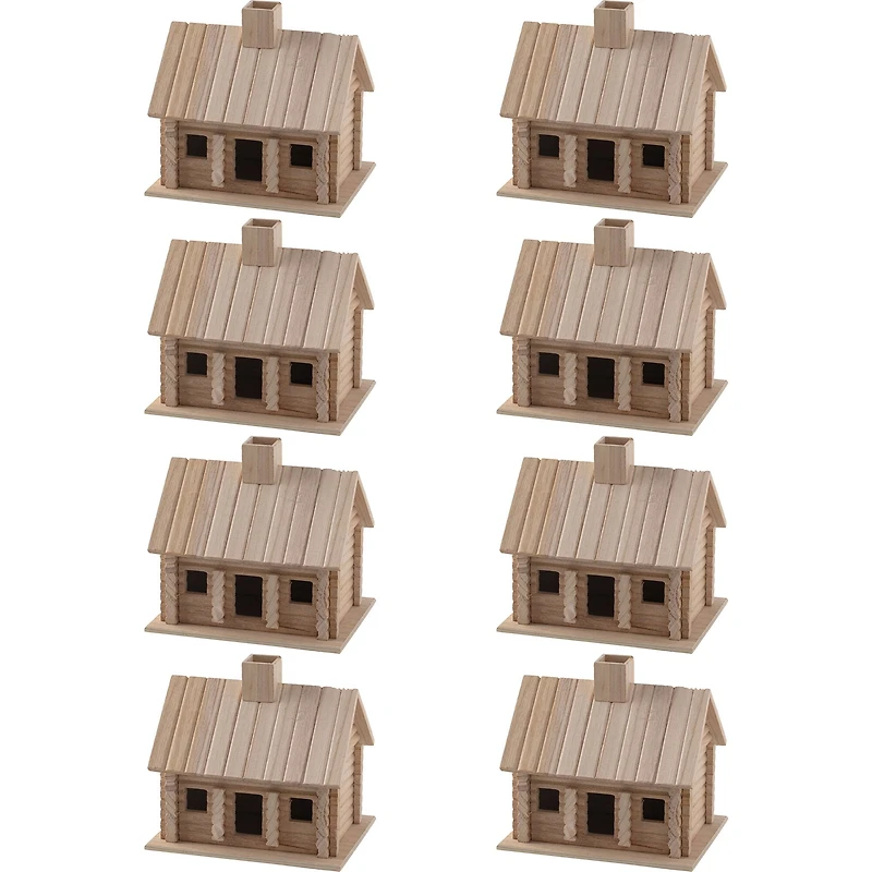 8 Pack: 9" Log Cabin Birdhouse by Make Market®