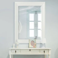 Head West Matte Arctic White 27.5" x 33.5" Framed Beveled Accent Vanity Mirror